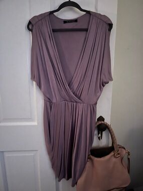 Black Halo Dusky Lavender Surplice Midi Dress